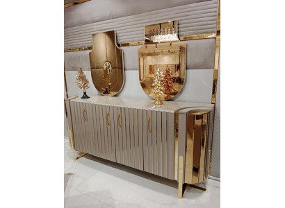 Kommode mit 2x Spiegel Holz Möbel Anrichte Luxus Möbel Modern Möbel 3tlg. Neu