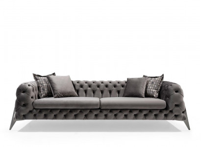 Designer Grauer 4-Sitzer Sofa Luxus Viersitzer Polstermöbel Couchen