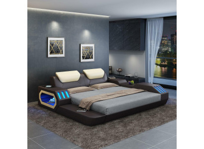 Luxus Design Bettgestell Bett Leder Betten USB luxus Doppel Hotel Polsterbett