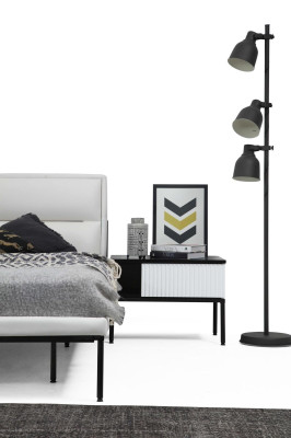 Garnitur Schlafzimmer Doppelbett Bett Nachttische Weiß Set 6tlg Modern