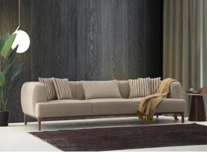 Dreisitzer Sofa 3 Sitzer Sofas Beige Stoff Modern Wohnzimmer Luxus Neu 