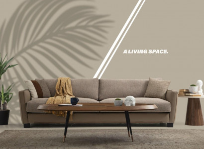 Sofa 3 Sitzer Dreisitzer Modern Stoff Beige Sofas Design Wohnzimmer