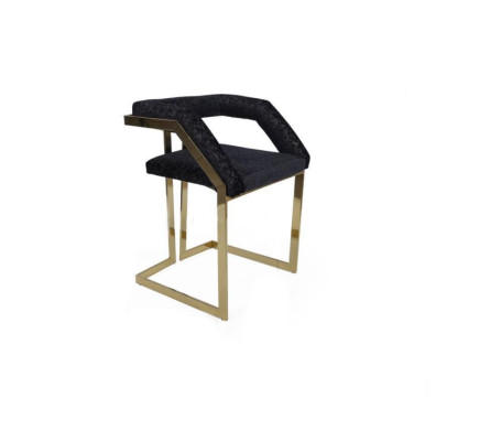 Schwarzer Edelstahlstuhl Polsterbezug Designer Bar Möbel Polster Stuhl