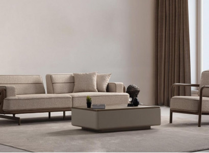 Beiges Wohnzimmer Set Moderner Dreisitzer Luxus Polstersessel 2tlg Neu