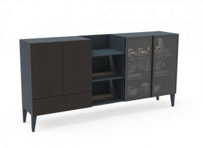 Modernes Sideboard Holzmöbel Anrichte Kommode braun Schwarz Neu