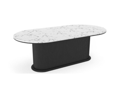 Esstisch Holz Esszimmertisch modern schwarz ovaler Tisch Möbel Modern Neu 