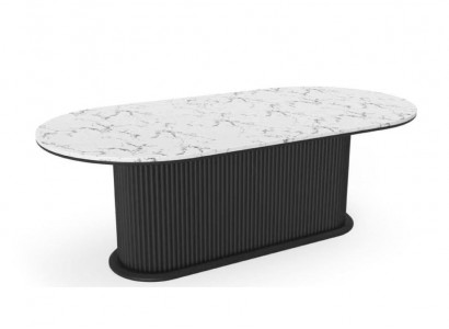 Esstisch Holz Esszimmertisch modern schwarz ovaler Tisch Möbel Modern Neu 