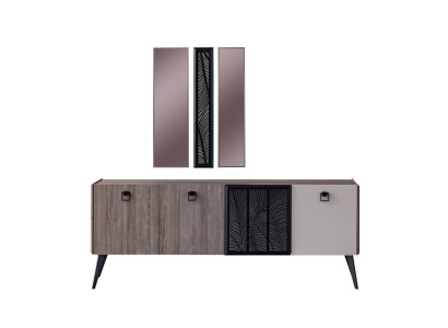 Anrichte Sideboard mit Spiegel Gruppe Holzschrank Schrank Esszimmer
