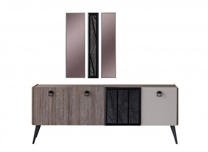 Anrichte Sideboard mit Spiegel Gruppe Holzschrank Schrank Esszimmer