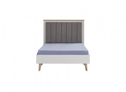 Bettrahmen Kinderzimmer Kinderbett 100 cm Jugendbett Holz Grau Stoff