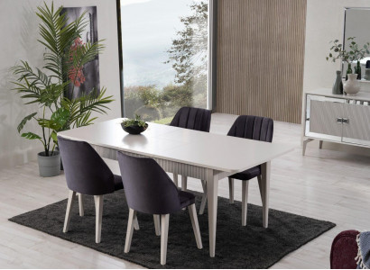 Esstisch Ausziehbar Modern Essgruppe Esszimmer Set 9tlg Grau Holz