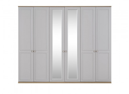 Schlafzimmerschrank Kleiderschrank Schrank Grau Holz Spiegel 6 Türen