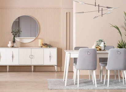 Essgruppe Garnitur Esszimmer Esstisch Set 9tlg Essecke Weiß Holz Groß