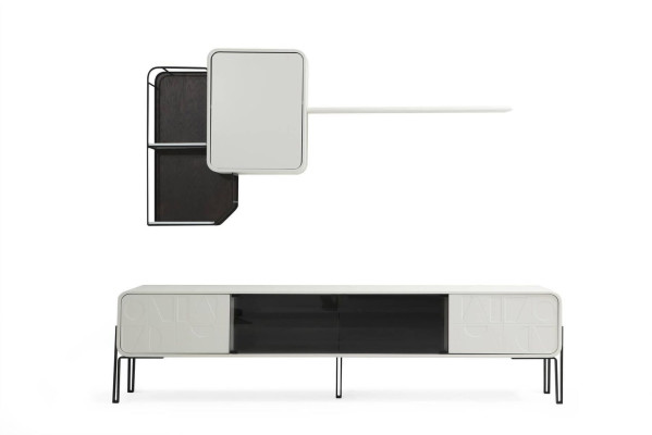 Wohnwand RTV Lowboard Regale Schrank TV Ständer Set Holz Modern Weiß