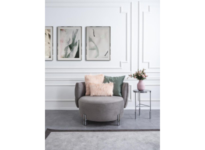 Grauer Polster Sessel Wohnzimmer Einsitzer Textil Sessel Lounge Möbel