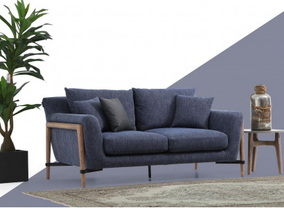Dreisitzer Sofa 3 Sitzer Stoff Modern Sofas Design Wohnzimmer Blau