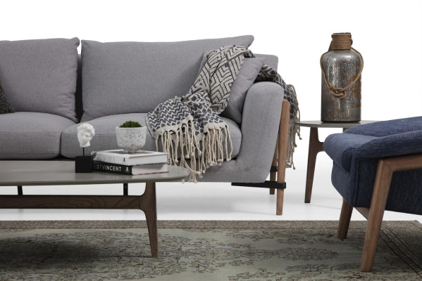 Sofagarnitur 4 Sitzer Sessel Viersitzer Stoff Sofas Modern Design Grau 