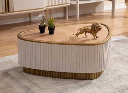 Dreieckiger Couchtisch Weiß-Braune Wohnzimmer Couchtische Holztische