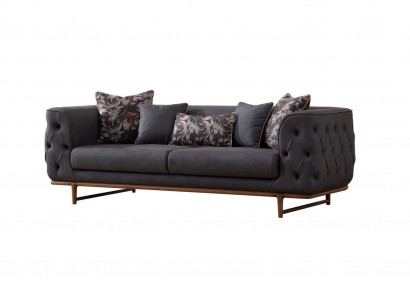Schwarzes Chesterfield Sofa Designer Bettfunktion Wohnzimmer 3-Sitzer