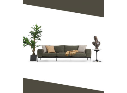 Dreisitzer Sofa 3 Sitzer Sofas Grau Stoff Wohnzimmer Luxus Modern Neu