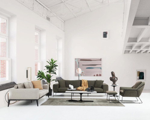 Dreisitzer Sofa 3 Sitzer Sofas Grau Stoff Wohnzimmer Luxus Modern Neu