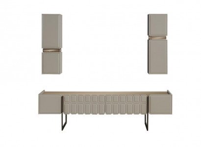 Moderne Wohnzimmer Holz Möbel Designer TV-Schrank x2 Wandregale 3tlg Set