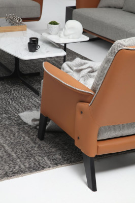 Sofagarnitur 21 Sitzer Wohnzimmer Sofa Orange Stoff Sessel Zweisitzer