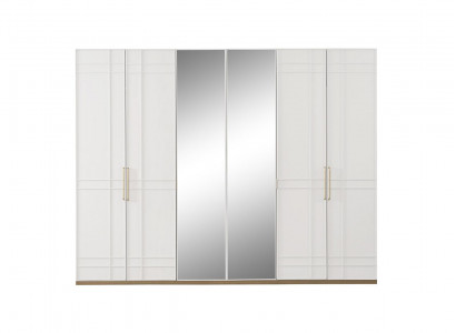 Schränke Kleiderschränke Kleiderschrank Weiß Holz Spiegel 6 Türen Neu 