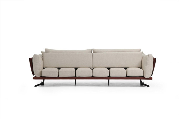 Viersitzer Sofa 4 Sitzer Stoff Beige Modern Design Wohnzimmer Luxus