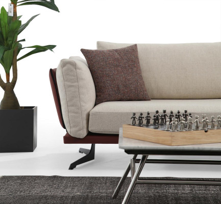 Viersitzer Sofa 4 Sitzer Stoff Beige Modern Design Wohnzimmer Luxus