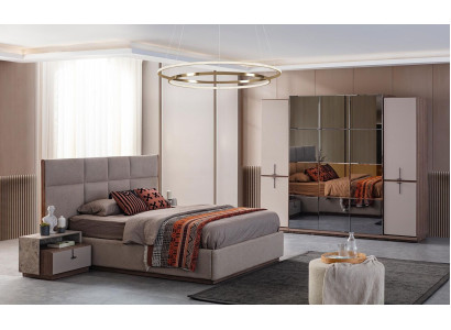 Komplette Schlafzimmer Doppelbett Bett Nachttische Grau 4tlg Schrank