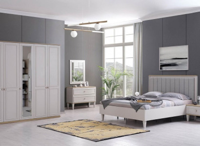 Komplette Schlafzimmermöbel Moderne Betten Holz 6tlg Schlafzimmer Grau