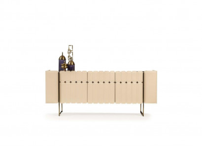 Beige Holz Anrichte Designer Kommode Sideboard Holzschrank Luxus Möbel