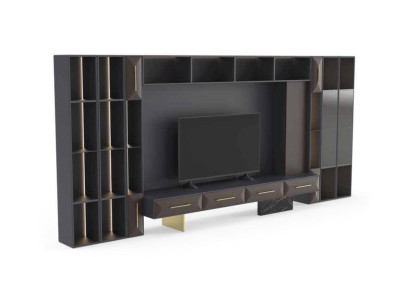 Luxuriös Wohnwand Wohnzimmer Möbel Holz TV Ständer Moderne Design neu