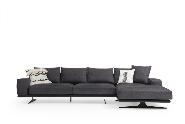 Ecksofa L-Form Sofa Wohnzimmer Grau Modern Stoff Sofas Sitzer Design