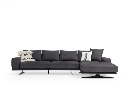 Ecksofa L-Form Sofa Wohnzimmer Grau Modern Stoff Sofas Sitzer Design