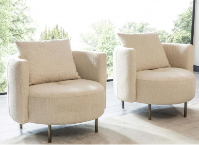 Beiger Textil Sessel Designer Clubsessel Cocktailsessel Polster Möbel