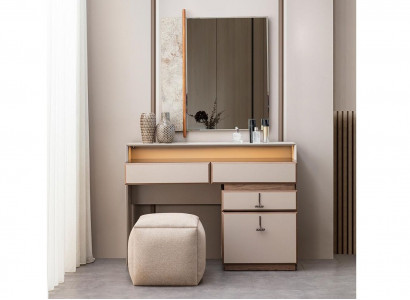 Garnitur Schminkkonsole Schminktisch Spiegel Konsolentisch Grau 3tlg