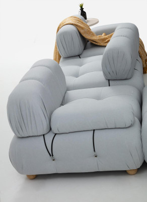 Sofa 3 Sitzer Dreisitzer Modern Stoff Grau Sofas Design Wohnzimmer Neu