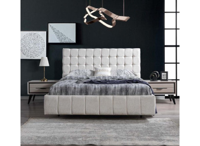 Exklusives Schlafzimmer Set Weißes Doppelbett Luxus 2x Holz Nachttische