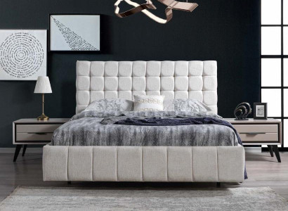 Exklusives Schlafzimmer Set Weißes Doppelbett Luxus 2x Holz Nachttische