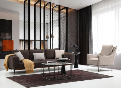 Sofagarnitur 2 Sitzer Sessel Zweisitzer Grau Stoff Sofas Modern Design