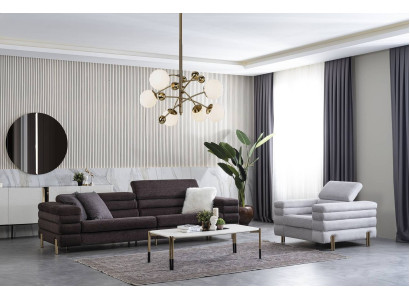 Wohnzimmer Designer Sofagarnitur Viersitzer Luxus Lounge Sessel 2tlg