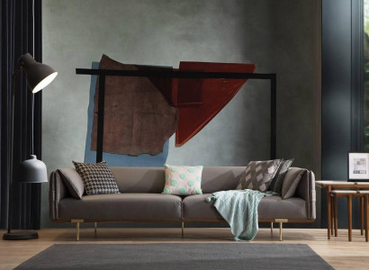 Graues Edelstahlsofa Wohnzimmer 3-Sitzer Polstercouchen Textilsofas Neu