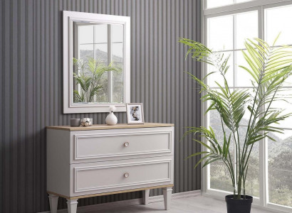 Kommode mit Spiegel Schlafzimmer Konsole Holz Grau Set 2tlg Moderne