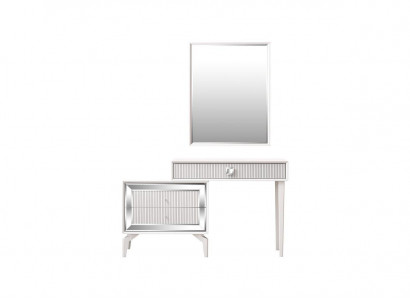 Konsoletisch Schminktisch Frisiertisch Kommode Spiegel Set 2tlg Weiß