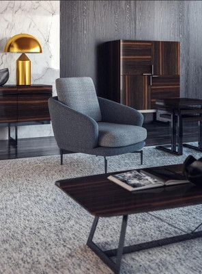Grau Sessel Luxus Polstermöbel Wohnzimmer Design Textil Polstersessel Neu