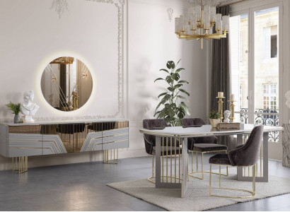 Essgruppe Moderne Esszimmer Garnitur Esstisch 4x Stühle Sideboard Set