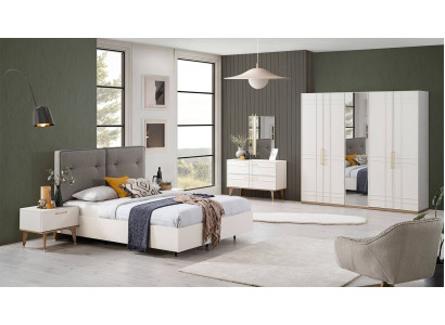 Gruppe Doppelbett Komplette Bett Schlafzimmermöbel Holz 6tlg Set Weiß 