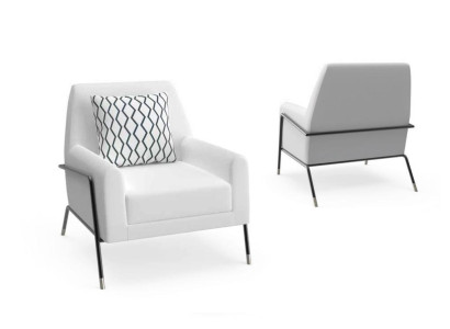 Designer Sessel Wohnzimmer Möbel Einrichtung weiß Textil Fernsehsessel Lounge